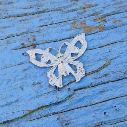 Butterfly Brooch (Open Design), Handcast Pewter, Polished Finish