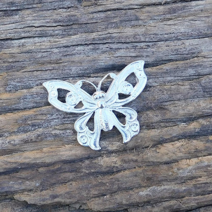 Butterfly Brooch (Open Design), Handcast Pewter, Polished Finish