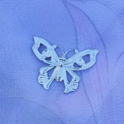 Butterfly Brooch (Open Design), Handcast Pewter, Polished Finish
