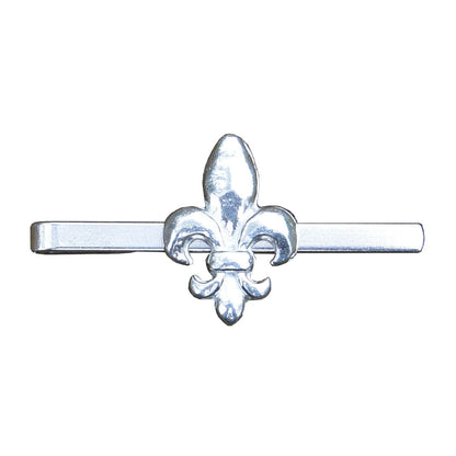 Fleur de Lys Tie Clip, Handcast Pewter Tie Clip, Polished Finish
