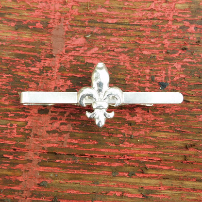 Fleur de Lys Tie Clip, Handcast Pewter Tie Clip, Polished Finish