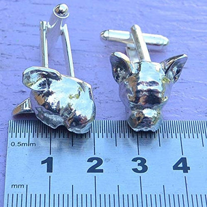 French Bull French Bulldog Head Cufflinks, Handcast Pewter Cufflinks, Polished Finish