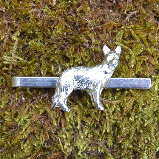 Alsatian Tie Clip, German Shepherd Tie Clip, Handcast in Fine Pewter by William Sturt