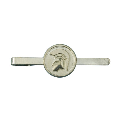 Gladiator Helmet Tie Clip, Round, Handcast Pewter Tie Clip, Polished Finish