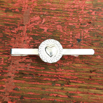 Celtic Heart Tie Clip, Handcast Pewter Tie Clip, Polished Finish