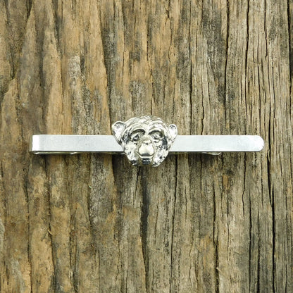 Chimpanzee Tie Clip, Handcast Pewter Tie Clip, Polished Finish
