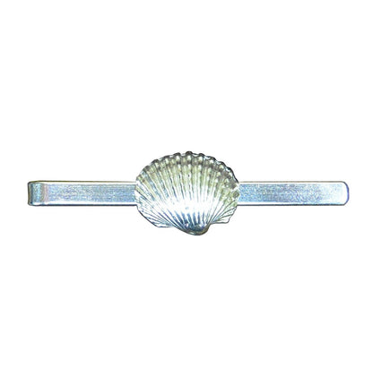 Santiago Shell Tie Clip (Pilgrim Shell), Handcast Pewter Tie Clip, Polished Finish