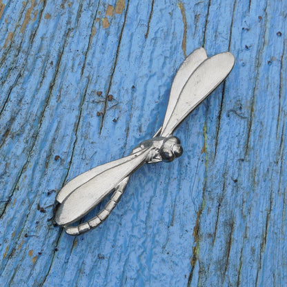 Dragonfly Brooch (Vintage Style), Handcast Pewter, Polished Finish