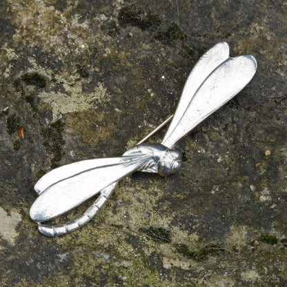 Dragonfly Brooch (Vintage Style), Handcast Pewter, Polished Finish
