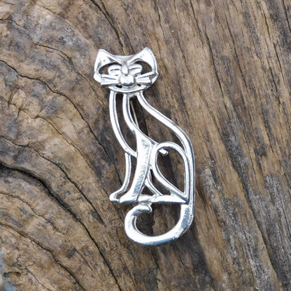 Cat Brooch, (Open Design), Handcast Pewter, Polished Finish