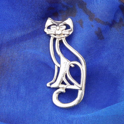 Cat Brooch, (Open Design), Handcast Pewter, Polished Finish