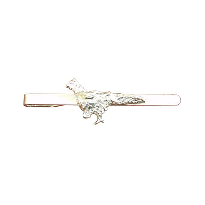 Walking Pheasant Tie Clip (Hand Carved Design), Handcast Pewter Tie Clip, Polished Finish