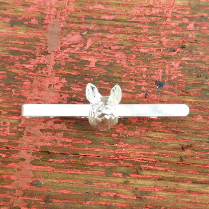 Pig Head Tie Clip, Handcast Pewter Tie Clip, Polished Finish