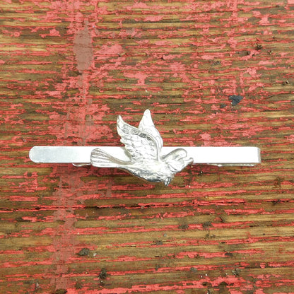 Dove Tie Clip, Handcast Pewter Tie Clip, Polished Finish