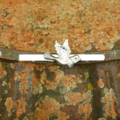 Dove Tie Clip, Handcast Pewter Tie Clip, Polished Finish