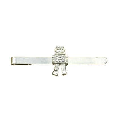 Retro Robot Tie Clip, Handcast Pewter Tie Clip, Polished Finish