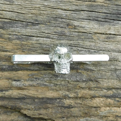 Flame Skull Tie Clip, Skull Tie Clip, Seampunk Gift, Handcast in Fine Pewter by William Sturt