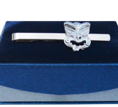 Tiki Tie Clip (Maori Design), Handcast Pewter Tie Clip, Polished Finish