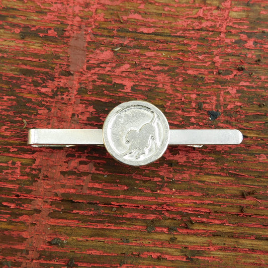 Dog Tie Clip, Handcast Pewter Tie Clip, Polished Finish