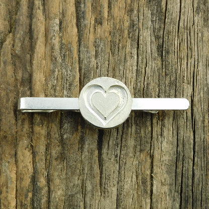 Heart Tie Clip, Heart Gifts For Him, Handcast in Fine Pewter by William Sturt