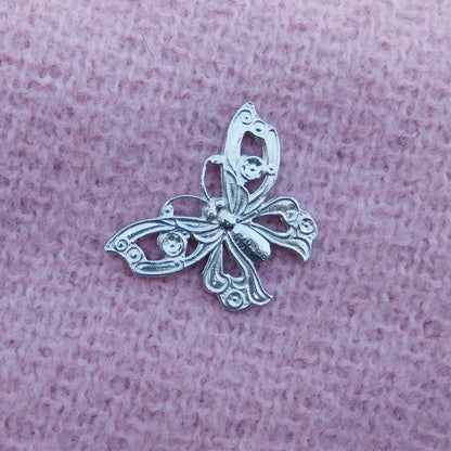 Butterfly Brooch (Open Design), Handcast Pewter, Polished Finish