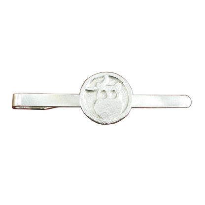 Owl and Moon Tie Clip, Handcast Pewter Tie Clip, Polished Finish