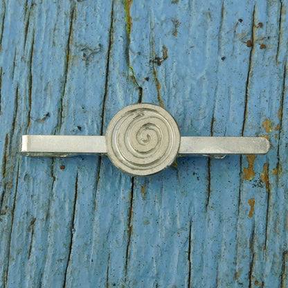 Spiral Tie Clip, Handcast Pewter Tie Clip, Polished Finish