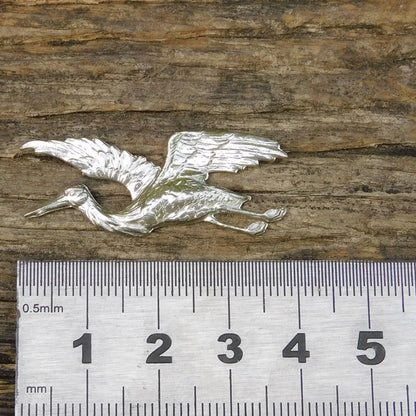 Stork Brooch, Handcast Pewter, Polished Finish