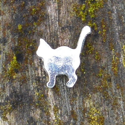 Cat Tie Clip, Standing Cat, Handcast Pewter Tie Clip, Polished Finish