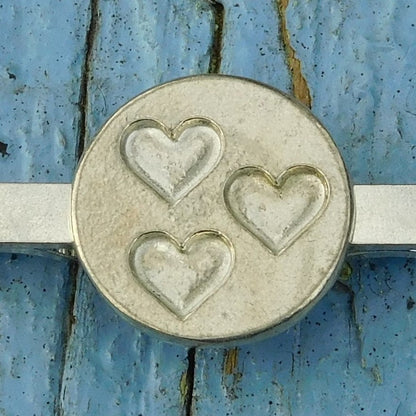 Three Heart Tie Clip, Handcast Pewter Tie Clip, Polished Finish