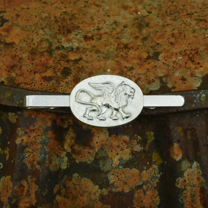 Griffon Tie Clip, Handcast Pewter Tie Clip, Polished Finish
