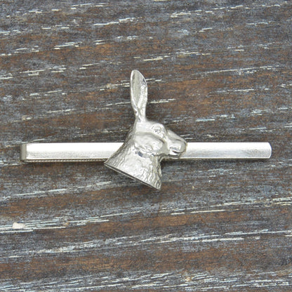 Hare Head Tie Clip or Slide, Handcast Pewter with a Polished Finish