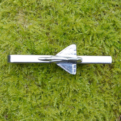 Aircraft Tie Clip (Jet Plane Design), Handcast Pewter Tie Clip, Polished Finish