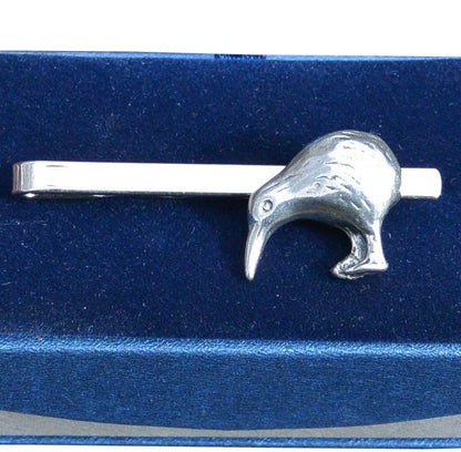 Kiwi Bird Tie Clip (New Zealand Design), Handcast Pewter Tie Clip, Polished Finish