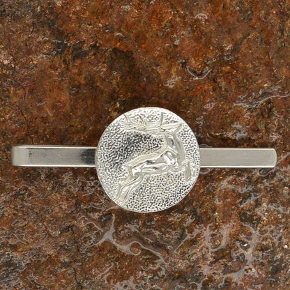 Leaping Stag Tie Clip, Handcast Pewter Tie Clip, Polished Finish