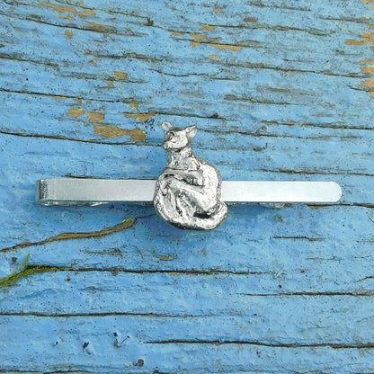 Lemur Tie Clip (Exotic Animal Design), Handcast Pewter Tie Clip, Polished Finish