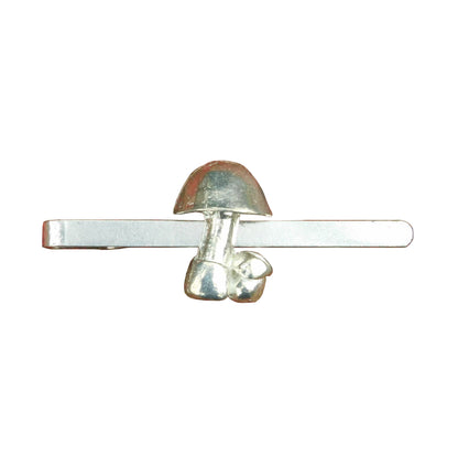 Mushroom Tie Clip, Handcast Pewter Tie Clip, Polished Finish