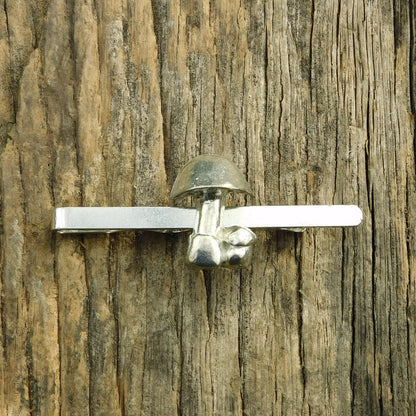 Mushroom Tie Clip, Handcast Pewter Tie Clip, Polished Finish