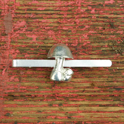 Mushroom Tie Clip, Handcast Pewter Tie Clip, Polished Finish