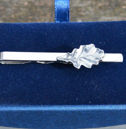Oak Leaf Tie Clip (Small), Handcast Pewter Tie Clip, Polished Finish