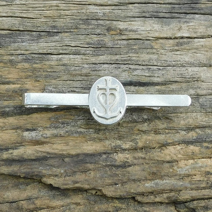 Camargue Cross Tie Clip, Handcast Pewter Tie Clip, Polished Finish