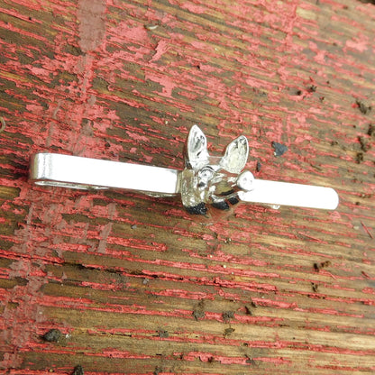 Pig Head Tie Clip, Handcast Pewter Tie Clip, Polished Finish