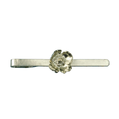 Poppy Tie Clip, Handcast Pewter Tie Clip, Polished Finish