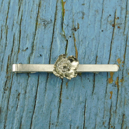 Poppy Tie Clip, Handcast Pewter Tie Clip, Polished Finish