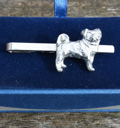 Pug Dog Tie Clip, Handcast Pewter Tie Clip, Polished Finish