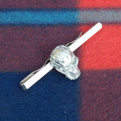 Flame Skull Tie Clip, Skull Tie Clip, Seampunk Gift, Handcast in Fine Pewter by William Sturt