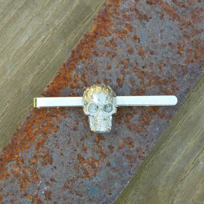 Flame Skull Tie Clip, Skull Tie Clip, Seampunk Gift, Handcast in Fine Pewter by William Sturt