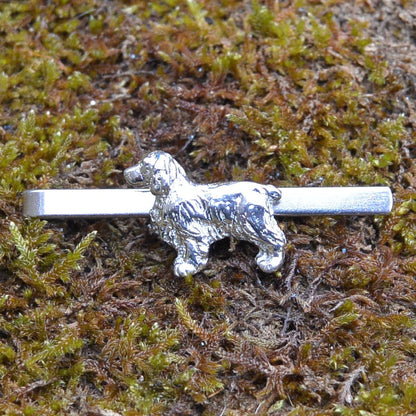 Springer Spaniel Tie Clip, Handcast Pewter Tie Clip, Polished Finish