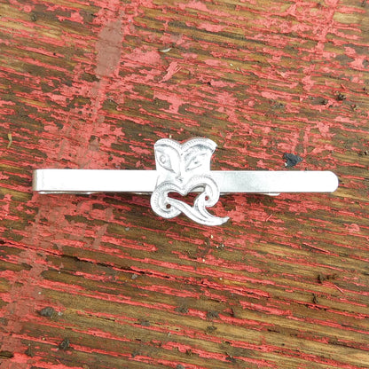 Taniwha Tie Clip (Maori Design), Handcast Pewter Tie Clip, Polished Finish