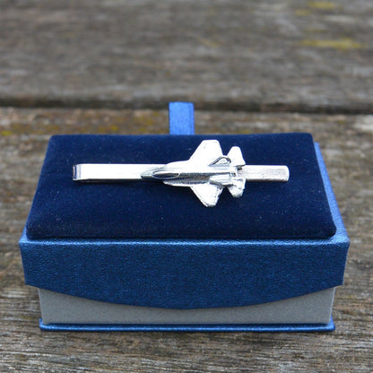 Fighter Jet Tie Clip (MiG Aircraft Design), Handcast Pewter Tie Clip, Polished Finish